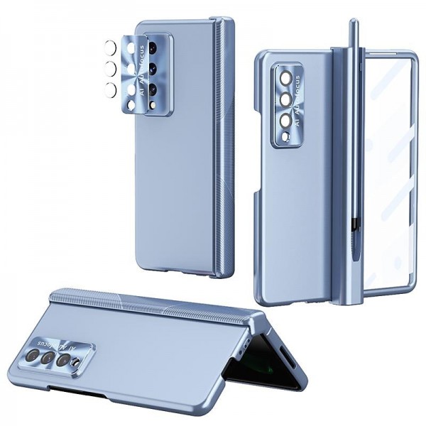 Phone Case For Samsung Galaxy Z Fold 5 Z Fold 4 Z Fold 3 Full Body Case Flip Pencil Holder Plating Solid Colored PC Phone Case For Samsung Galaxy Z Fold 5 Z Fold 4 Z Fold 3 Full Body Case Flip Pencil Holder Plating Solid Colored PC