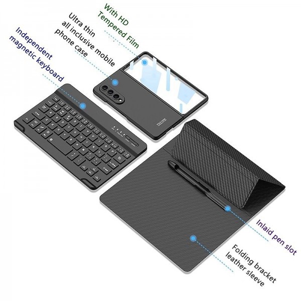 Phone Case For Samsung Galaxy Z Fold 5 Z Fold 4 3 2 Full Body Case Detachable with Keyboard Leather Solid Colored PC PU Leather Phone Case For Samsung Galaxy Z Fold 5 Z Fold 4 3 2 Full Body Case Detachable with Keyboard Leather Solid Colored PC PU Leather