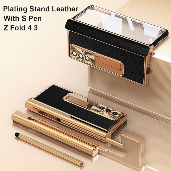 Phone Case Plating Leather Case For Samsung Galaxy Z Fold 5 Z Fold 4 Z Fold 3 5G Magnetic Kickstand with Pencil Holder(without Pen) Carbon Fibe Screen Protector Phone C Bumper Frame PC PU Leather Phone Case Plating Leather Case For Samsung Galaxy Z Fold 5 Z Fold 4 Z Fold 3 5G Magnetic Kickstand with Pencil Holder(without Pen) Carbon Fibe Screen Protector Phone C Bumper Frame PC PU Leather