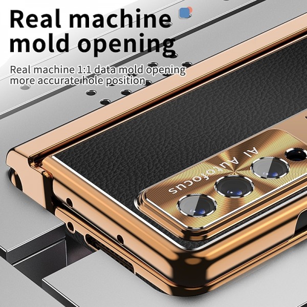 Phone Case Plating Leather Case For Samsung Galaxy Z Fold 5 Z Fold 4 Z Fold 3 5G Magnetic Kickstand with Pencil Holder(without Pen) Carbon Fibe Screen Protector Phone C Bumper Frame PC PU Leather Phone Case Plating Leather Case For Samsung Galaxy Z Fold 5 Z Fold 4 Z Fold 3 5G Magnetic Kickstand with Pencil Holder(without Pen) Carbon Fibe Screen Protector Phone C Bumper Frame PC PU Leather