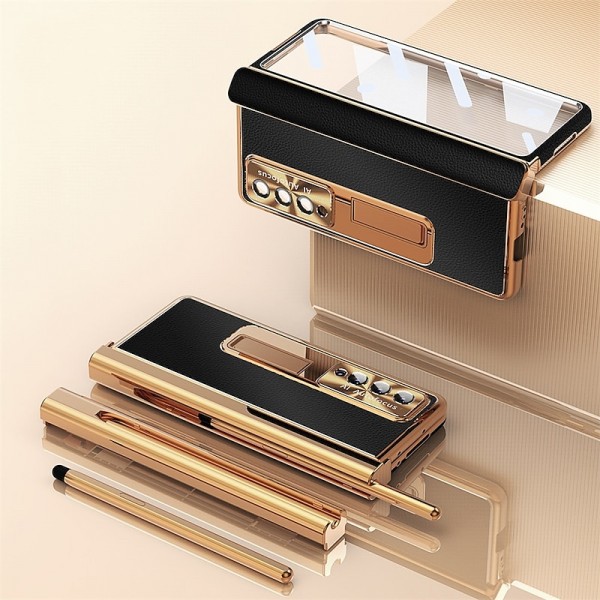 Phone Case Plating Leather Case For Samsung Galaxy Z Fold 5 Z Fold 4 Z Fold 3 5G Magnetic Kickstand with Pencil Holder(without Pen) Carbon Fibe Screen Protector Phone C Bumper Frame PC PU Leather Phone Case Plating Leather Case For Samsung Galaxy Z Fold 5 Z Fold 4 Z Fold 3 5G Magnetic Kickstand with Pencil Holder(without Pen) Carbon Fibe Screen Protector Phone C Bumper Frame PC PU Leather
