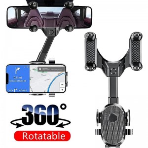 Auto Rearview Mirror Phone Holder in Car Mount Stand for CellPhone Car Mobile Support Rotating Adjustable Car SmartPhone Holder Compatible with 4-7 Cell Phones Phone Accessory