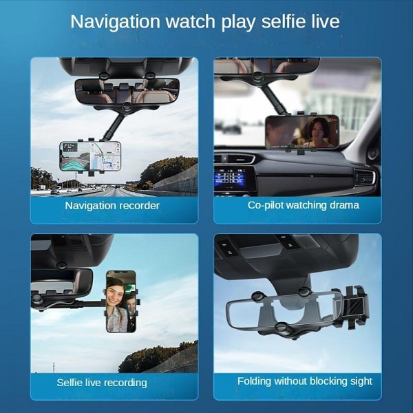 Auto Rearview Mirror Phone Holder in Car Mount Stand for CellPhone Car Mobile Support Rotating Adjustable Car SmartPhone Holder Compatible with 4-7 Cell Phones Phone Accessory Auto Rearview Mirror Phone Holder in Car Mount Stand for CellPhone Car Mobile Support Rotating Adjustable Car SmartPhone Holder Compatible with 4-7 Cell Phones Phone Accessory