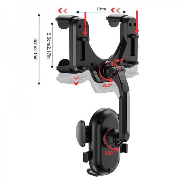 Auto Rearview Mirror Phone Holder in Car Mount Stand for CellPhone Car Mobile Support Rotating Adjustable Car SmartPhone Holder Compatible with 4-7 Cell Phones Phone Accessory Auto Rearview Mirror Phone Holder in Car Mount Stand for CellPhone Car Mobile Support Rotating Adjustable Car SmartPhone Holder Compatible with 4-7 Cell Phones Phone Accessory