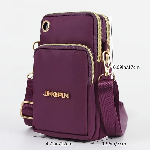 Phone Bag Women&#039;s Fashion Zipper Crossbody Bag Versatile Nylon Storage Bag For Coin &amp; Earphone Portable Card Holder Phone Case For iPhone 14 13 Pro Max 12 Samsung S23 S22 Plus S21 Up to 6.7 Inch