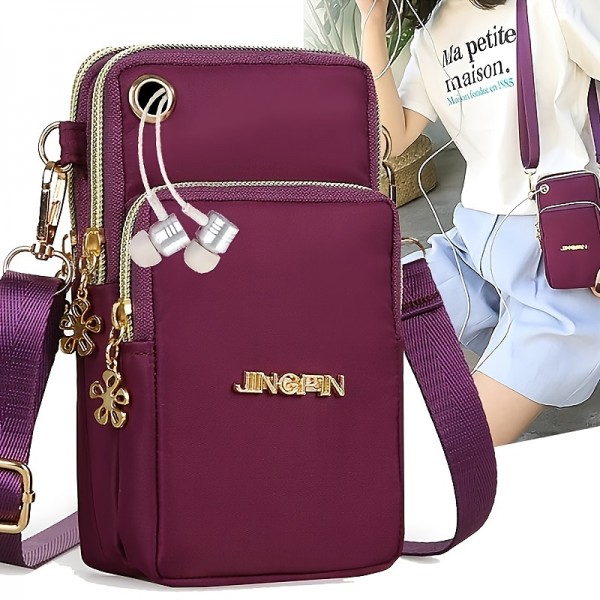 Phone Bag Women&#039;s Fashion Zipper Crossbody Bag Versatile Nylon Storage Bag For Coin &amp; Earphone Portable Card Holder Phone Case For iPhone 14 13 Pro Max 12 Samsung S23 S22 Plus S21 Up to 6.7 Inch