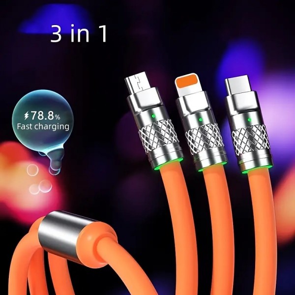 3.3ft 120W 3-In-1 Multi Fast Charging Nylon Braided Cable USB Charger Cord With 3 Different Ports (USB C/Micro/Lightning) 3.3ft 120W 3-In-1 Multi Fast Charging Nylon Braided Cable USB Charger Cord With 3 Different Ports (USB C/Micro/Lightning)