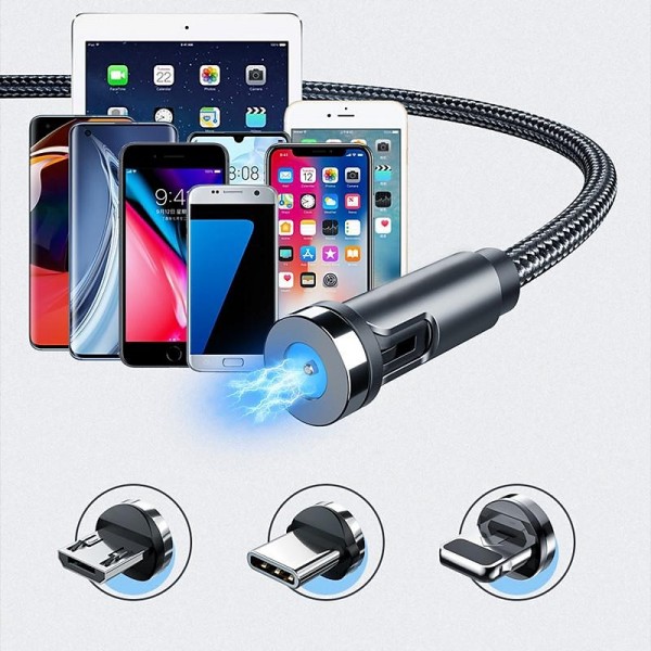 5A Magnetic Multi Charging Cable 3.3ft 6.6ft USB A to Lightning / micro / Type C Fast Charging 3 in 1 540° Rotating Phone Charger Nylon Braided USB Cable For IPhone/Micro USB/Type C Device 5A Magnetic Multi Charging Cable 3.3ft 6.6ft USB A to Lightning / micro / Type C Fast Charging 3 in 1 540° Rotating Phone Charger Nylon Braided USB Cable For IPhone/Micro USB/Type C Device
