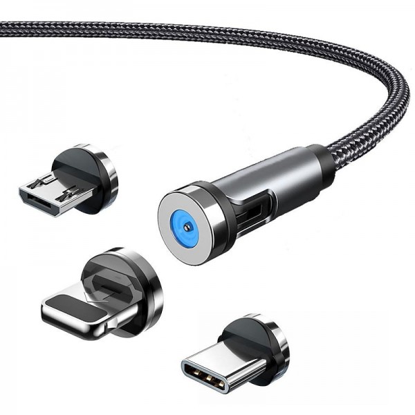 5A Magnetic Multi Charging Cable 3.3ft 6.6ft USB A to Lightning / micro / Type C Fast Charging 3 in 1 540° Rotating Phone Charger Nylon Braided USB Cable For IPhone/Micro USB/Type C Device 5A Magnetic Multi Charging Cable 3.3ft 6.6ft USB A to Lightning / micro / Type C Fast Charging 3 in 1 540° Rotating Phone Charger Nylon Braided USB Cable For IPhone/Micro USB/Type C Device