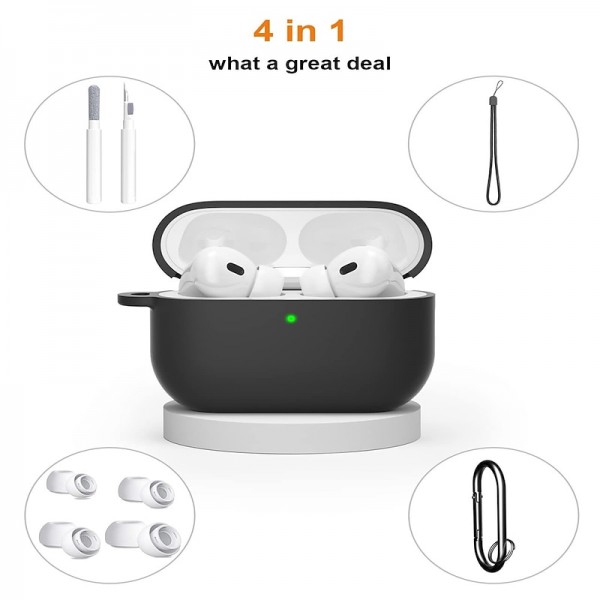 4 in 1 for AirPods Pro 2nd/1st Generation Case Cover 2022/2019 with Cleaner kit&Replacement Eartips(XS/S/M/L)Soft Silicone AirPod Pro Case with Keychain and Lanyard 4 in 1 for AirPods Pro 2nd/1st Generation Case Cover 2022/2019 with Cleaner kit&Replacement Eartips(XS/S/M/L)Soft Silicone AirPod Pro Case with Keychain and Lanyard