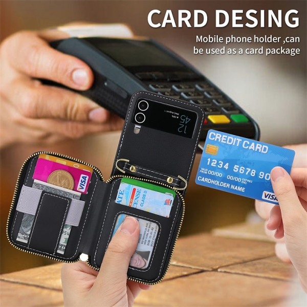 Phone Case For Samsung Galaxy Z Flip 5 Z Flip 4 Z Flip 3 Wallet Case Portable Zipper Card Slot Solid Colored PC PU Leather Phone Case For Samsung Galaxy Z Flip 5 Z Flip 4 Z Flip 3 Wallet Case Portable Zipper Card Slot Solid Colored PC PU Leather