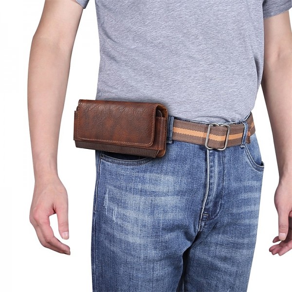 Men Genuine Leather Waist Pack Thick Cowhide Waist Bags Functional Leather Shoulder Bag  Mini Travel Chest Bag Phone Pack