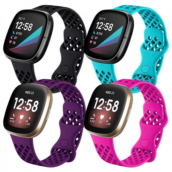 4 Pack Smart Watch Band Compatible with Fitbit Versa 3 Sense Versa 4 Sense 2 Silicone Smartwatch Strap Waterproof Adjustable Sport Band Replacement Wristband 4 Pack Smart Watch Band Compatible with Fitbit Versa 3 Sense Versa 4 Sense 2 Silicone Smartwatch Strap Waterproof Adjustable Sport Band Replacement Wristband