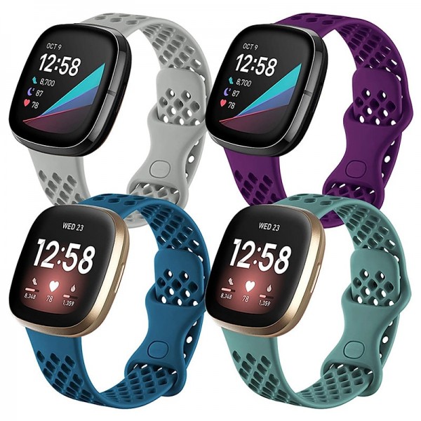 4 Pack Smart Watch Band Compatible with Fitbit Versa 3 Sense Versa 4 Sense 2 Silicone Smartwatch Strap Waterproof Adjustable Sport Band Replacement Wristband 4 Pack Smart Watch Band Compatible with Fitbit Versa 3 Sense Versa 4 Sense 2 Silicone Smartwatch Strap Waterproof Adjustable Sport Band Replacement Wristband