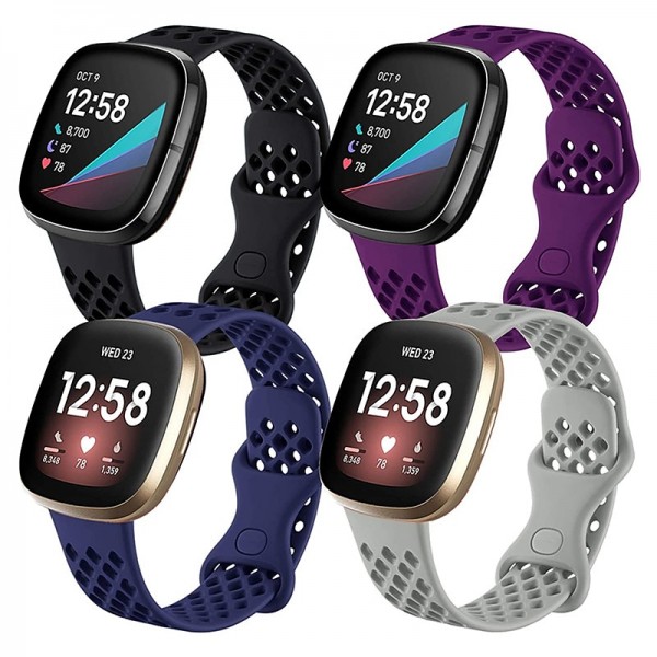 4 Pack Smart Watch Band Compatible with Fitbit Versa 3 Sense Versa 4 Sense 2 Silicone Smartwatch Strap Waterproof Adjustable Sport Band Replacement Wristband 4 Pack Smart Watch Band Compatible with Fitbit Versa 3 Sense Versa 4 Sense 2 Silicone Smartwatch Strap Waterproof Adjustable Sport Band Replacement Wristband