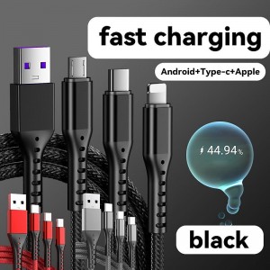 Multi Charging Cable 3.9ft USB A to Lightning / micro / USB C 5 A Charging Cable Fast Charging High Data Transfer Nylon Braided Durable 3 in 1 For Macbook iPad Samsung Phone Accessory
