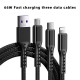 Multi Charging Cable 3.9ft USB A to Lightning / micro / USB C 5 A Charging Cable Fast Charging High Data Transfer Nylon Braided Durable 3 in 1 For Macbook iPad Samsung Phone Accessory Multi Charging Cable 3.9ft USB A to Lightning / micro / USB C 5 A Charging Cable Fast Charging High Data Transfer Nylon Braided Durable 3 in 1 For Macbook iPad Samsung Phone Accessory