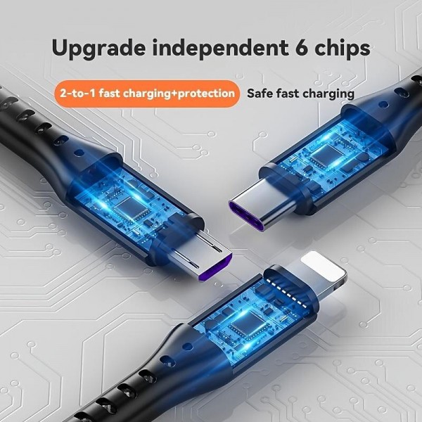 Multi Charging Cable 3.9ft USB A to Lightning / micro / USB C 5 A Charging Cable Fast Charging High Data Transfer Nylon Braided Durable 3 in 1 For Macbook iPad Samsung Phone Accessory Multi Charging Cable 3.9ft USB A to Lightning / micro / USB C 5 A Charging Cable Fast Charging High Data Transfer Nylon Braided Durable 3 in 1 For Macbook iPad Samsung Phone Accessory