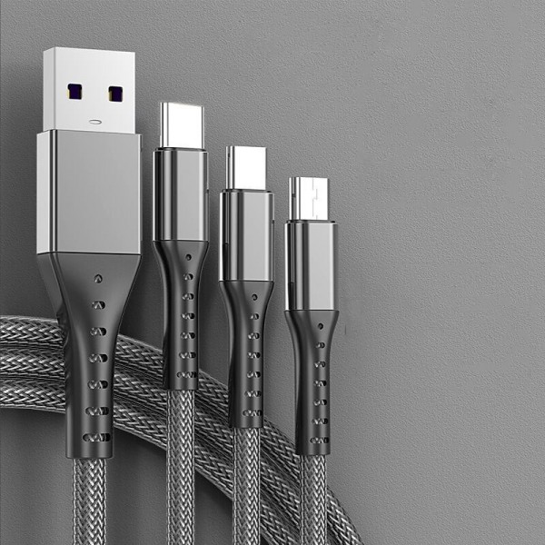 Multi Charging Cable 3.9ft USB A to Lightning / micro / USB C 5 A Charging Cable Fast Charging High Data Transfer Nylon Braided Durable 3 in 1 For Macbook iPad Samsung Phone Accessory Multi Charging Cable 3.9ft USB A to Lightning / micro / USB C 5 A Charging Cable Fast Charging High Data Transfer Nylon Braided Durable 3 in 1 For Macbook iPad Samsung Phone Accessory