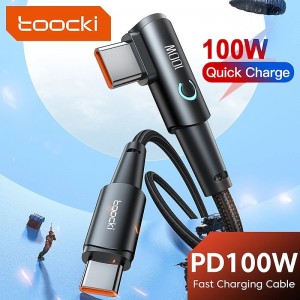 90 Degree Elbow Game Data Cable 60W 100WType-C to Type-C Cable PD Fast Charging Nylon Braided USB C Cable For Samsung Xiaomi Huawei Mobile Phones
