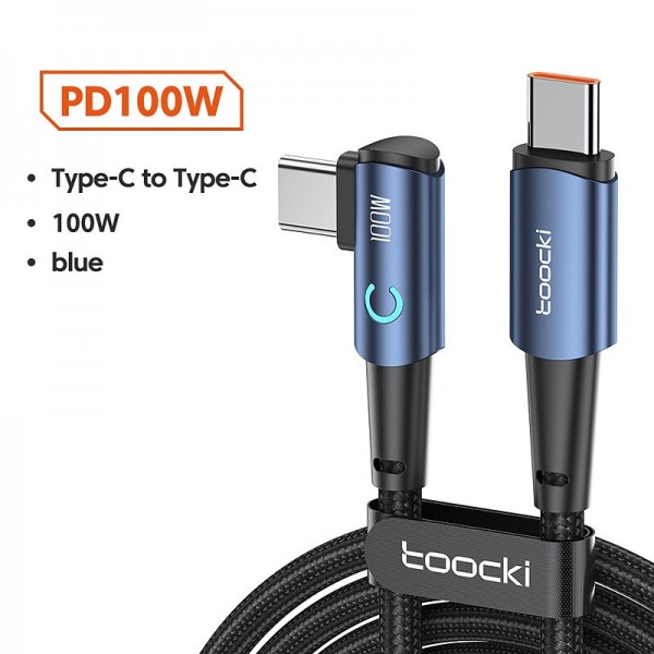 90 Degree Elbow Game Data Cable 60W 100WType-C to Type-C Cable PD Fast Charging Nylon Braided USB C Cable For Samsung Xiaomi Huawei Mobile Phones