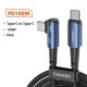 90 Degree Elbow Game Data Cable 60W 100WType-C to Type-C Cable PD Fast Charging Nylon Braided USB C Cable For Samsung Xiaomi Huawei Mobile Phones