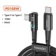 90 Degree Elbow Game Data Cable 60W 100WType-C to Type-C Cable PD Fast Charging Nylon Braided USB C Cable For Samsung Xiaomi Huawei Mobile Phones