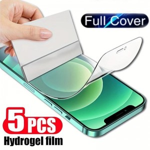 5 pcs Screen Protector For Apple iPhone 15 Pro Max Plus iPhone 15 Pro Max 14 Plus 13 12 11 Pro Max TPU Hydrogel Anti Bubbles Anti-Fingerprint Ultra Thin 3D Touch Compatible Scratch Proof