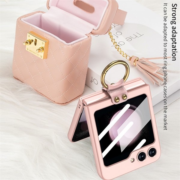 Phone Case For Samsung Galaxy Z Flip 5 Z Flip 4 Z Flip 3 Handbag Purse Back Cover Portable Ring Holder Full Body Protective PU Leather