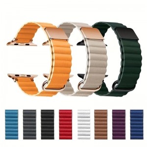2023 New Genuine Leather Magnetic Loop Bracelet For Apple Watch Series 8 7 6 5 SE - Fashionable &amp; Ultra-Luxurious Replacement Strap For 38/40/42/44/45/49mm Smart Watches
