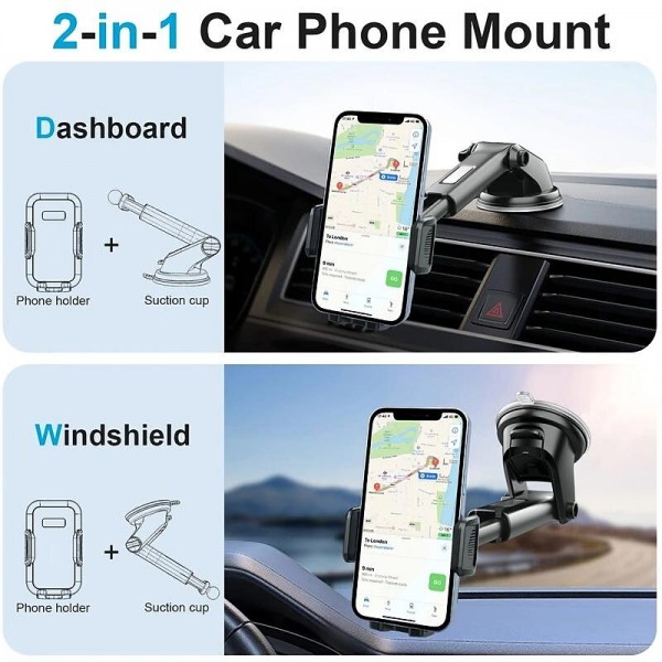 Car Phone Holder Phone Holder With Strong Suction Cup 2-in-1 Phone Holder Dashboard/Windshield Hands-Free For All Mobile Phones Car Phone Holder Phone Holder With Strong Suction Cup 2-in-1 Phone Holder Dashboard/Windshield Hands-Free For All Mobile Phones