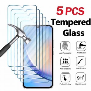 5 pcs Screen Protector For Samsung Galaxy S24 Ultra Plus S23 S22 S21 S20 Ultra Plus FE Tempered Glass 9H Hardness Anti-Fingerprint High Definition Explosion Proof 3D Touch Compatible