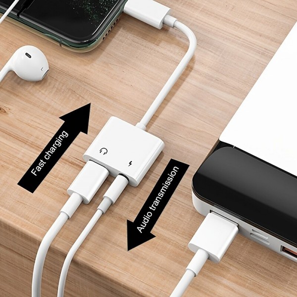 Adapter & Splitter For IPhone Headphones 2 In 1 Dual Interface For Iphone Charger Cable Aux Audio Adapter Converter For IPhone 13/12/11/X/XS/XR/8/7 IPad Support Calling Charging Adapter & Splitter For IPhone Headphones 2 In 1 Dual Interface For Iphone Charger Cable Aux Audio Adapter Converter For IPhone 13/12/11/X/XS/XR/8/7 IPad Support Calling Charging