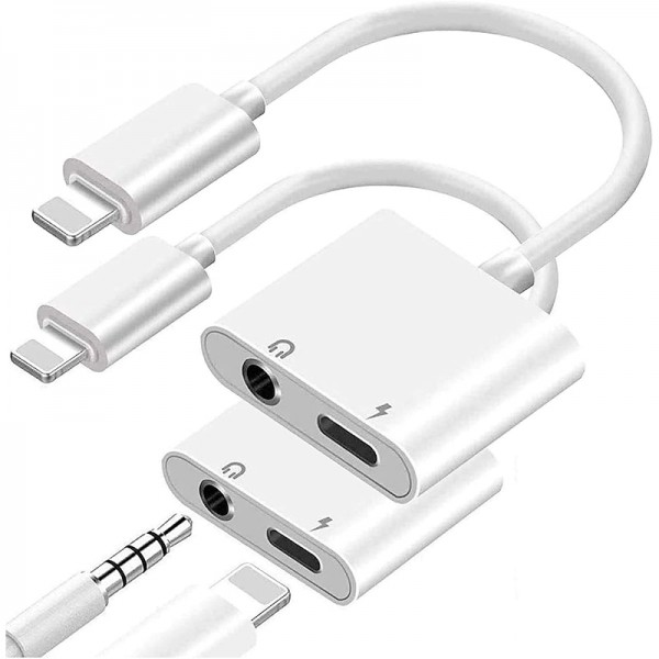 Adapter & Splitter For IPhone Headphones 2 In 1 Dual Interface For Iphone Charger Cable Aux Audio Adapter Converter For IPhone 13/12/11/X/XS/XR/8/7 IPad Support Calling Charging Adapter & Splitter For IPhone Headphones 2 In 1 Dual Interface For Iphone Charger Cable Aux Audio Adapter Converter For IPhone 13/12/11/X/XS/XR/8/7 IPad Support Calling Charging