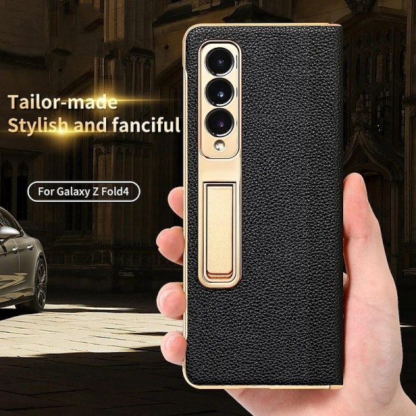 Phone Case For Samsung Galaxy Z Fold 5 Z Fold 4 Z Fold 3 Back Cover Camera Lens Protector Kickstand Shockproof Retro Genuine Leather Phone Case For Samsung Galaxy Z Fold 5 Z Fold 4 Z Fold 3 Back Cover Camera Lens Protector Kickstand Shockproof Retro Genuine Leather