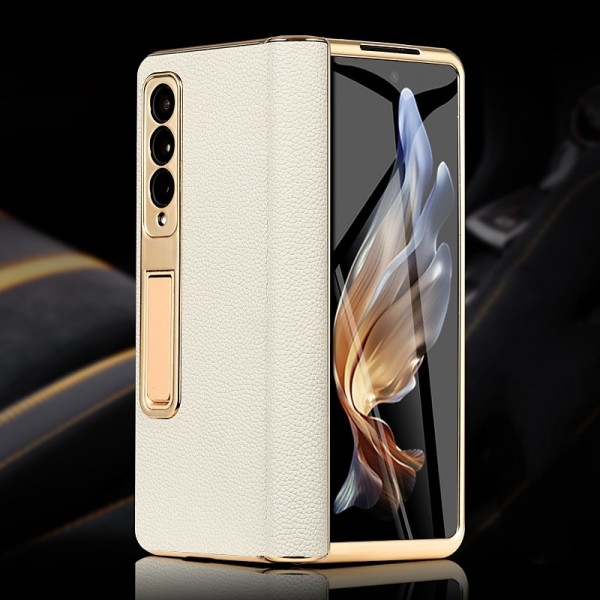 Phone Case For Samsung Galaxy Z Fold 5 Z Fold 4 Z Fold 3 Back Cover Camera Lens Protector Kickstand Shockproof Retro Genuine Leather Phone Case For Samsung Galaxy Z Fold 5 Z Fold 4 Z Fold 3 Back Cover Camera Lens Protector Kickstand Shockproof Retro Genuine Leather