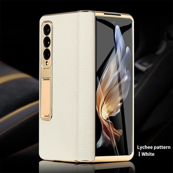 Phone Case For Samsung Galaxy Z Fold 5 Z Fold 4 Z Fold 3 Back Cover Camera Lens Protector Kickstand Shockproof Retro Genuine Leather Phone Case For Samsung Galaxy Z Fold 5 Z Fold 4 Z Fold 3 Back Cover Camera Lens Protector Kickstand Shockproof Retro Genuine Leather
