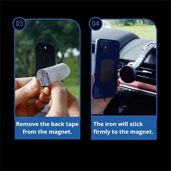 Magnetic Phone Holder For Car  Built-in 6 Strong Magnets &amp; Reusable Washable Strong Suction Car Phone Holder Mount Dashboard Windshield Cell Phone Holder Phone Stand For Car Fit For All Smartphone