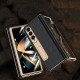 Leather Phone Case for Samsung Galaxy Z Fold 5 4 3 Fold4 Fold5 Gold Plating Magnetic Hinge Stand Back Cover with Mirror Film Leather Phone Case for Samsung Galaxy Z Fold 5 4 3 Fold4 Fold5 Gold Plating Magnetic Hinge Stand Back Cover with Mirror Film