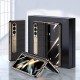 Leather Phone Case for Samsung Galaxy Z Fold 5 4 3 Fold4 Fold5 Gold Plating Magnetic Hinge Stand Back Cover with Mirror Film Leather Phone Case for Samsung Galaxy Z Fold 5 4 3 Fold4 Fold5 Gold Plating Magnetic Hinge Stand Back Cover with Mirror Film