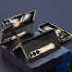 Leather Phone Case for Samsung Galaxy Z Fold 5 4 3 Fold4 Fold5 Gold Plating Magnetic Hinge Stand Back Cover with Mirror Film Leather Phone Case for Samsung Galaxy Z Fold 5 4 3 Fold4 Fold5 Gold Plating Magnetic Hinge Stand Back Cover with Mirror Film