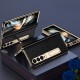 Leather Phone Case for Samsung Galaxy Z Fold 5 4 3 Fold4 Fold5 Gold Plating Magnetic Hinge Stand Back Cover with Mirror Film Leather Phone Case for Samsung Galaxy Z Fold 5 4 3 Fold4 Fold5 Gold Plating Magnetic Hinge Stand Back Cover with Mirror Film