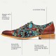 Men&#039;s Dress Shoes Red Brown Floral Embroidery  Leather Italian Full-Grain Cowhide Oxfords Slip Resistant Lace-up