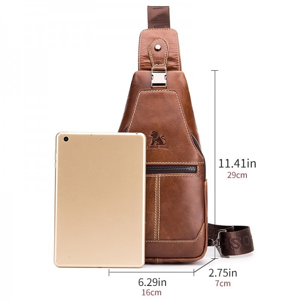 Men's Crossbody Bag Chest Bag Nappa Leather Outdoor Daily Zipper Solid Color Black Men's Crossbody Bag Chest Bag Nappa Leather Outdoor Daily Zipper Solid Color Black