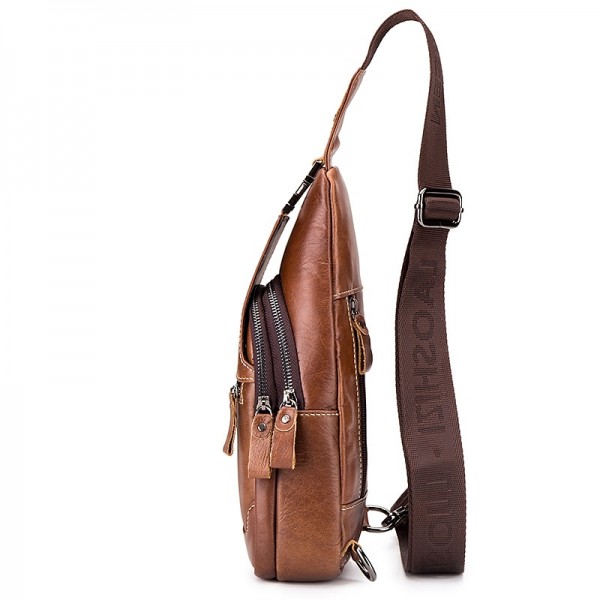 Men's Crossbody Bag Chest Bag Nappa Leather Outdoor Daily Zipper Solid Color Black Men's Crossbody Bag Chest Bag Nappa Leather Outdoor Daily Zipper Solid Color Black