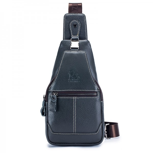 Men's Crossbody Bag Chest Bag Nappa Leather Outdoor Daily Zipper Solid Color Black Men's Crossbody Bag Chest Bag Nappa Leather Outdoor Daily Zipper Solid Color Black