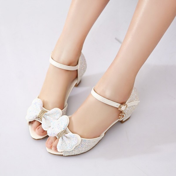 Girls' Sandals Daily Glitters Dress Shoes Heel Rubber PU Dress Shoes Big Kids(7years +) Little Kids(4-7ys) School Wedding Party Dance Walking Shoes Dancing Rhinestone Bowknot Sparkling Glitter White Girls' Sandals Daily Glitters Dress Shoes Heel Rubber PU Dress Shoes Big Kids(7years +) Little Kids(4-7ys) School Wedding Party Dance Walking Shoes Dancing Rhinestone Bowknot Sparkling Glitter White