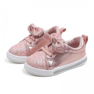 Girls&#039; Sneakers Daily Sports &amp; Outdoors Glitters Casual Synthetics Little Kids(4-7ys) Toddler(2-4ys) School Daily Walking Shoes Outdoor Sequin Lace-up Sequins Silver Pink Gold Spring Fall