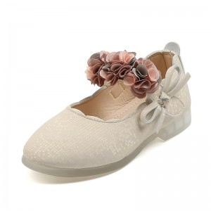 Girls&#039; Flats Daily Dress Shoes Flower Girl Shoes Princess Shoes PU Big Kids(7years +) Little Kids(4-7ys) School Wedding Party Dancing Flower Pink off-white Fall Spring