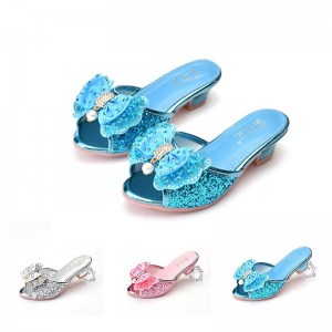 Girls&#039; Slippers &amp; Flip-Flops Daily Glitters Heel Slingback Synthetics Breathability Height-increasing Cosplay Big Kids(7years +) Little Kids(4-7ys) Birthday Gift Daily Indoor Outdoor Play Bowknot